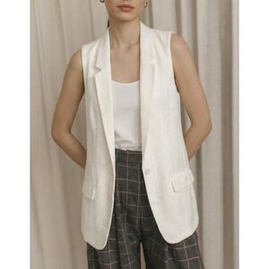 Rag & Bone Women's Long Silk Vest Ivory Dressy Sleeveless Layering Piece Size Sm